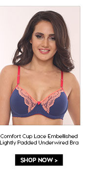 Coucou Comfort Cup Lightly Padded Underwired Bra- Blue.