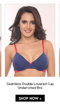 Coucou Seamless Double Layered Cup Underwired Bra- Blue.