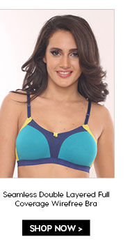 Coucou Seamless Double Layered Cup Wirefree Bra - Tile Blue.