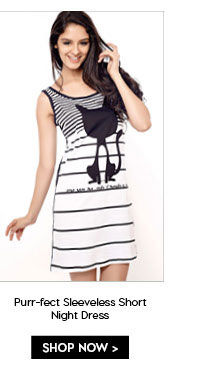 Coucou Purr-fect Sleeveless Short Night Dress- Black.