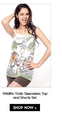 Coucou Wildlife Trails Sleeveless Top and Shorts Set.