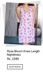 Penny Dreamwear Rose Bloom Knee Length Nightdress.