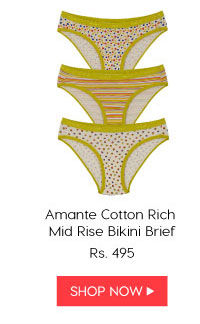 Amante Candy Crisp Cotton Rich Mid Rise Bikini Brief (Pack of 3).