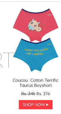 Coucou Stretch Cotton Terrific Taurus Boyshort Brief (Pack of 2).