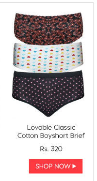 Lovable Classic Cotton Boyshort Brief (Pack of 3).
