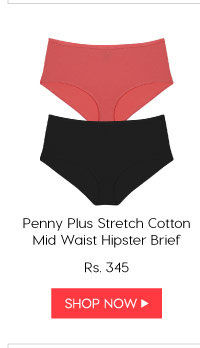 Penny Plus ​Stretch Cotton Mid Waist Hipster Brief ​(Pack of 2) - Pink Black.