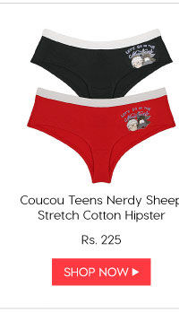 Coucou Teens Nerdy Sheep Stretch Cotton Hipster Brief (Pack of 2).