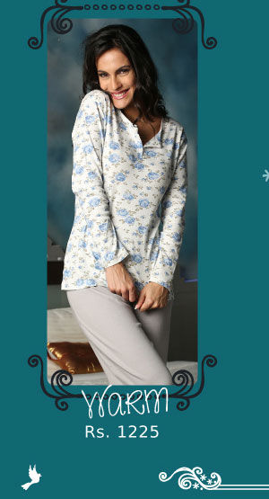 Penny Dreamwear Cosy Cotton Blue Floral Top With Pyjama.