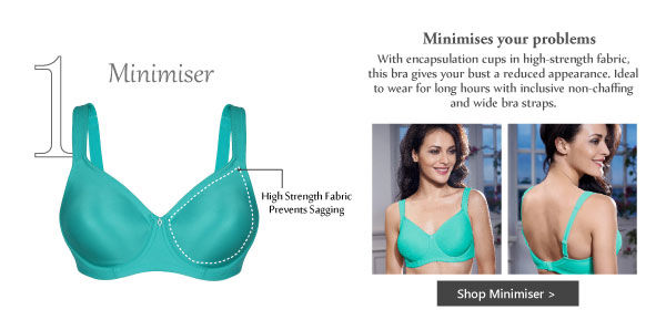 Penny Plus High Strength Fabric Cup Wired Minimizer Bra-Green