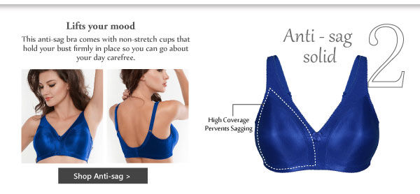 Penny Plus No Sag Full Coverage Bra With Non Stretch Cup - Blue