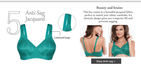 Penny Plus No Sag Full Cup Bra With High Strength Non Stretch Jacquard - Green