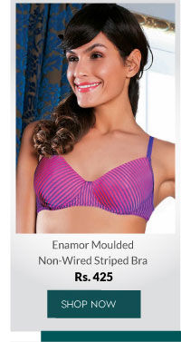Enamor Moulded Nonwired Striped Bra.