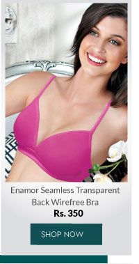 Enamor Seamless Transparent Back Wirefree Bra-Pink.