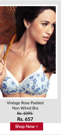 Amante Vintage Rose Padded Non Wired Bra.