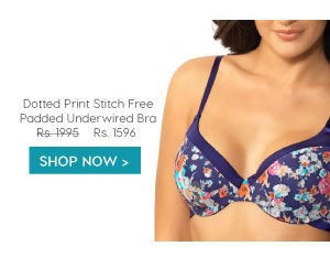 Amante Dotted Print Stitch Free Padded Underwired Bra-Blue.