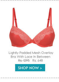 Amante Lightly Padded Mesh Overlay Bra With Lace In Between.