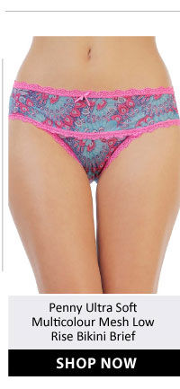 Penny Ultra Soft Multicolour Mesh Low Rise Bikini Brief-Blue.