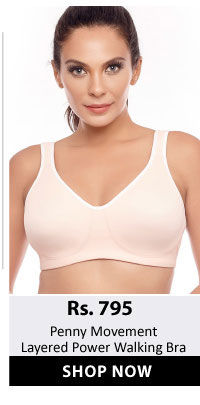 Penny Movement Double Layered Power Walking Bra With Sweat Absorption-Pink.