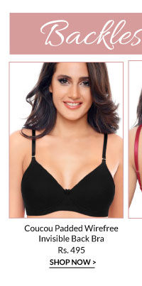 Coucou Comfort Cup Padded Wirefree Invisible Back Bra - Black Onyx.