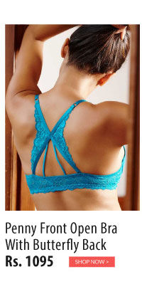 Penny Naughty Neon Gentle Push Up Front Open Bra With Butterfly Back-Blue.