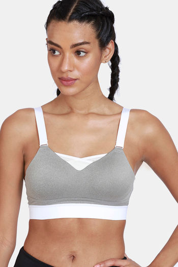 Buy Zelocity High Impact Quick Dry Padded Sports Bra - Lt Grey at Rs.1197  online
