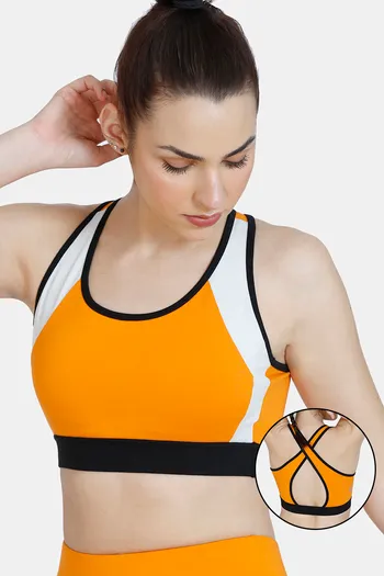 Buy Zelocity Sports Bra With Removable Padding - Orange Pepper at