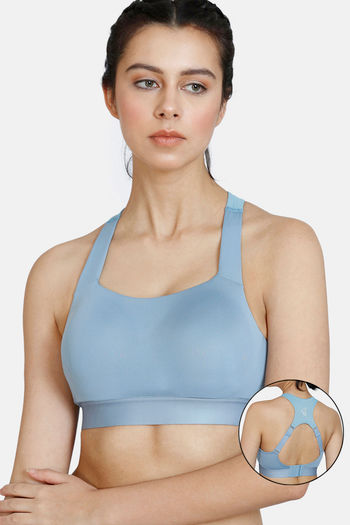 Buy Zelocity Quick Dry Removable Padding Sports Bra With High Rise Leggings  - Blue Cobalt at Rs.1595 online