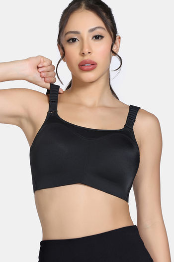 Buy Zelocity High Impact Quick Dry Sports Bra Jet Black at Rs