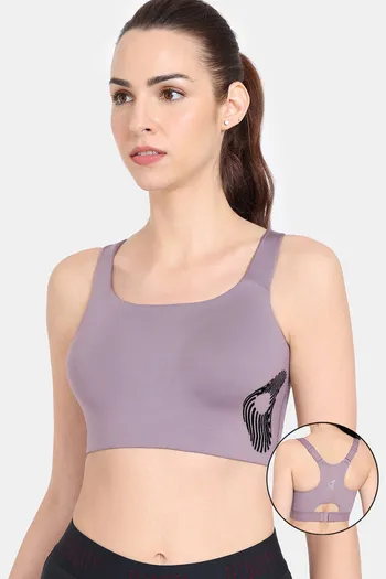 Zelocity High Impact Quick Dry Front Opening Sports Bra for Women -  Lavender Herb