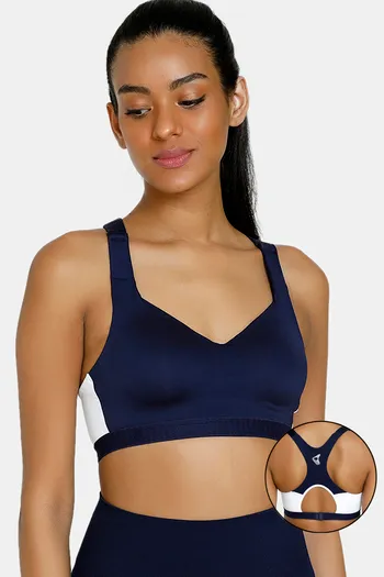 Buy Zelocity High Impact Quick Dry Sports Bra - Blue at Rs.1297