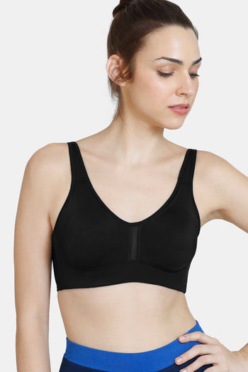 Buy Zelocity Fleece lined Wide Waist Band Sports Bra - Black at Rs.673  online