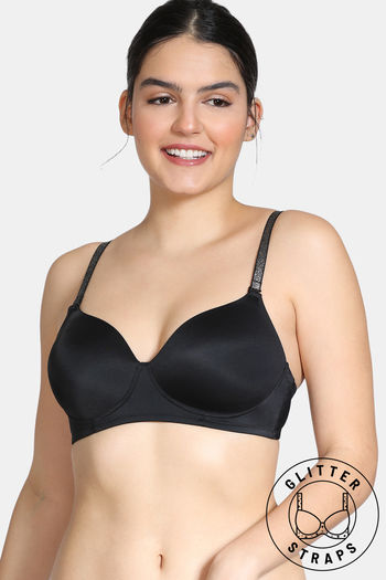 Buy Zivame Glitter Straps Padded Non Wired 3/4th Coverage T-Shirt Bra -  Crown Jewel at Rs.520 online