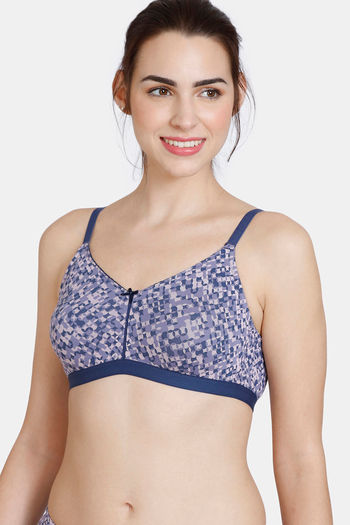 Zivame Mosaic Valley Double Layered Non Wired 3/4th Coverage T-Shirt Bra -  Purple Print