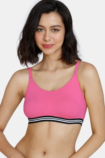 Buy Zivame Beautiful Basics Double Layered Non Wired Full Coverage Slip-On  Bra - Pink Cosmos at Rs.360 online