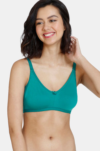Buy Zivame Beautiful Basics Double Layered Non Wired 3/4th Coverage T-Shirt  Bra - Harbor Blue at Rs.389 online