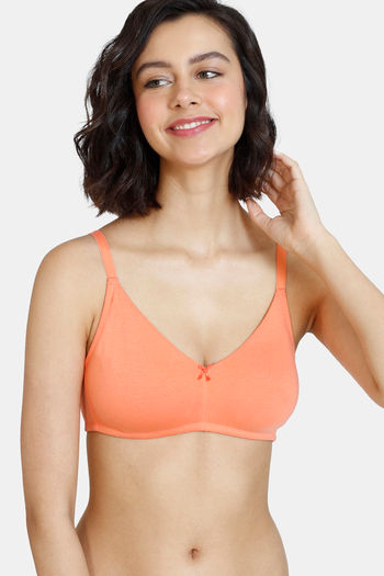 Buy Zivame Beautiful Basics Double Layered Non Wired 3/4th Coverage T-Shirt  Bra - Fresh Salmon at Rs.260 online