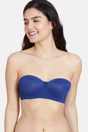 Buy Zivame Beautiful Basics Padded Wired 3/4th Coverage Strapless Bra - Blue  Depth at Rs.647 online