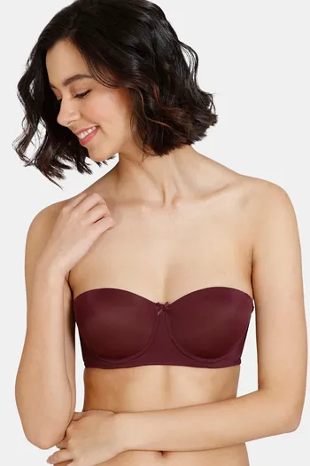 Buy Zivame Beautiful Basics Padded Wired 3/4th Coverage Strapless Bra - Fig  at Rs.498 online