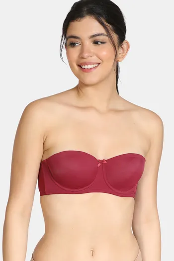 Zivame Beautiful Basics Padded Wired 3/4th Coverage Strapless Bra -  Rhododendron