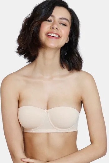 Zivame Beautiful Basics Padded Wired Medium Coverage Strapless Bra for  Women - Violet Tulle