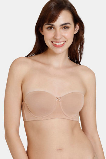 Buy Zivame Beautiful Basics Padded Wired Medium Coverage Strapless Bra -  Nude at Rs.712 online