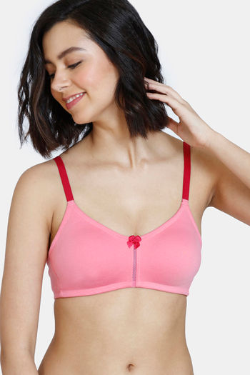 Buy Zivame Beautiful Basics Double Layered Non Wired 3/4th Coverage T-Shirt  Bra - Pink Lemonade at Rs.269 online