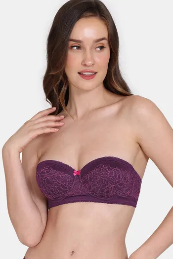 Buy Zivame Padded Wired 3-4th Coverage Strapless Bra - - Blue online