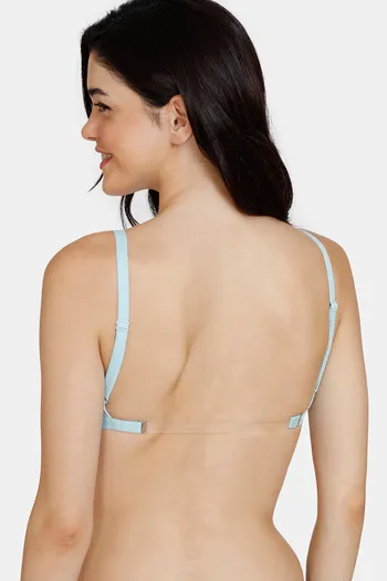 Zivame Beautiful Basics Double Layered Non Wired 3/4th Coverage Backless  Bra - Clear Water