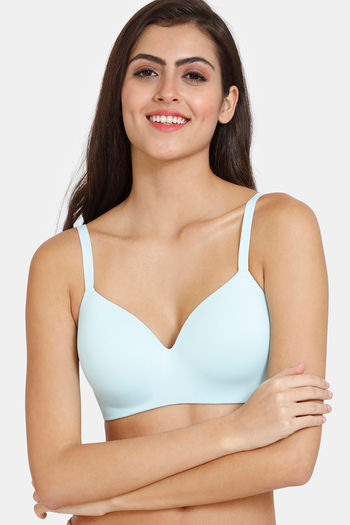 Buy Rosaline Everyday Double Layered Non Wired Full Coverage Super Support  Bra - Bleached Aqua at Rs.350 online