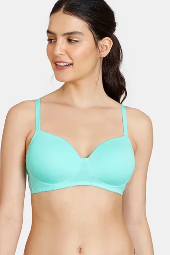 Buy Zivame Padded Non Wired 3/4th Coverage T-Shirt Bra - Aruba Blue at  Rs.452 online