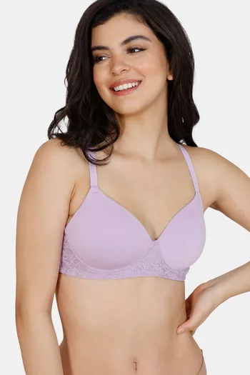 Buy Zivame Padded Non Wired 3/4th Coverage T-Shirt Bra - Lavender at Rs.460  online