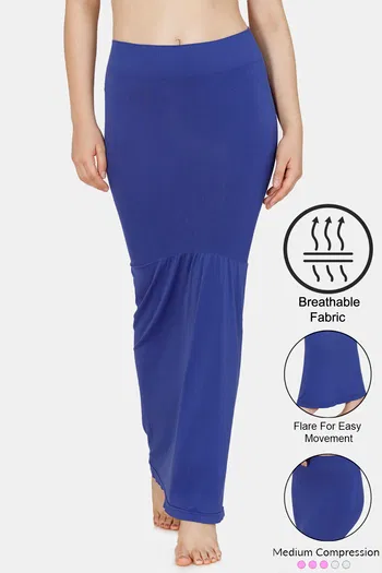 Blue Women's Saree Shapewear With Drawstring Mermaid Petticoat