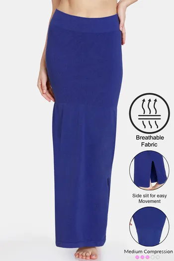 Buy Saree Shapewear Petticoat with Side Slit in Dark Blue Online