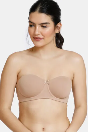 Buy Zivame Padded Wired 3/4th Coverage Strapless Bra - Skin at Rs